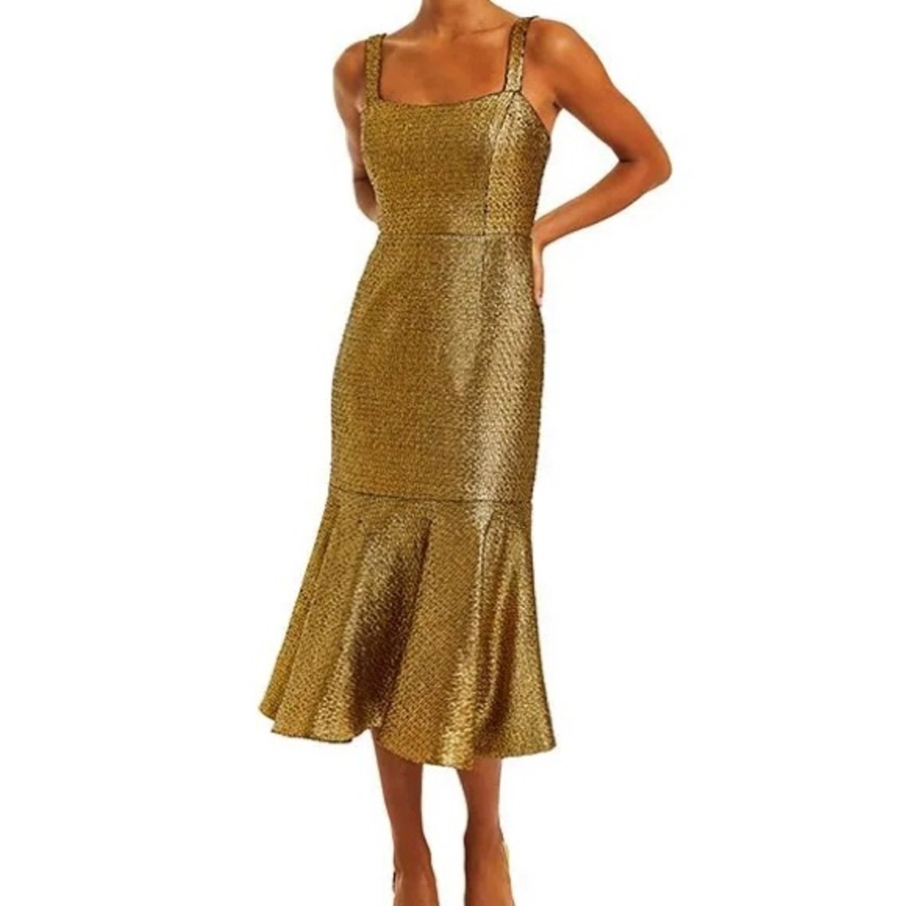MESTIZA NWT Gold Spaghetti Strap Dress Party Size 6